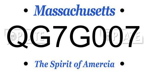 QG7G007 Massachusetts License Plate