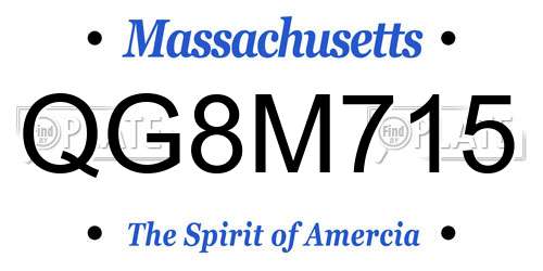 QG8M715 Massachusetts License Plate