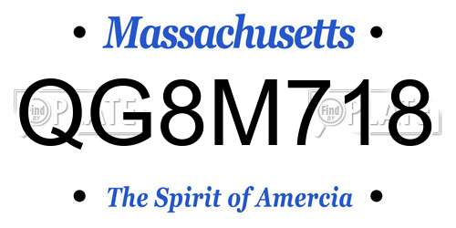 QG8M718 Massachusetts License Plate