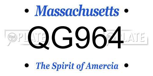 QG964 Massachusetts License Plate
