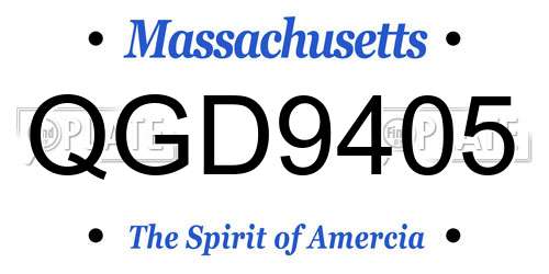 QGD9405 Massachusetts License Plate