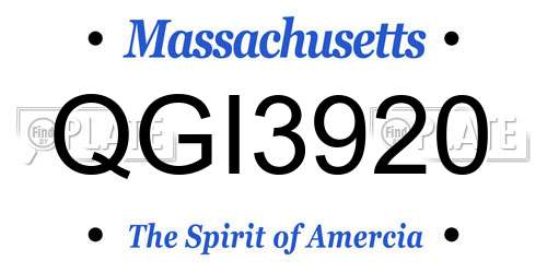 QGI3920 Massachusetts License Plate