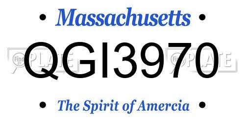 QGI3970 Massachusetts License Plate