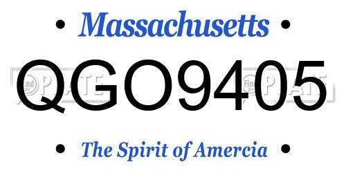 QGO9405 Massachusetts License Plate