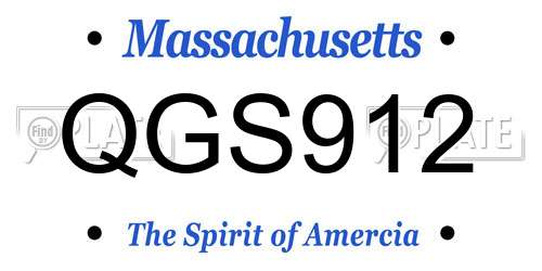 QGS912 Massachusetts License Plate