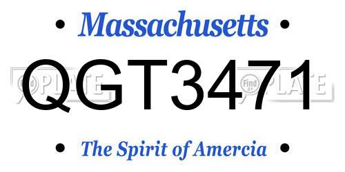 QGT3471 Massachusetts License Plate