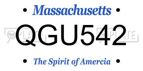 QGU542 Massachusetts License Plate