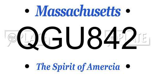 QGU842 Massachusetts License Plate