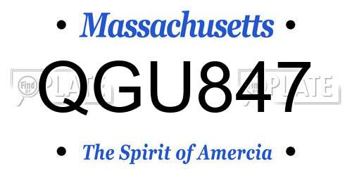 QGU847 Massachusetts License Plate