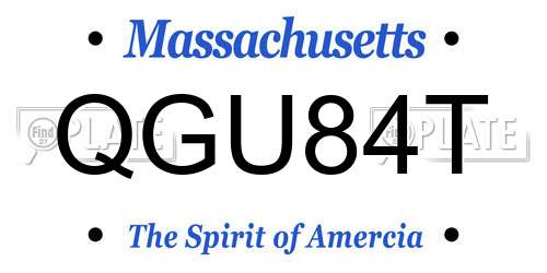QGU84T Massachusetts License Plate
