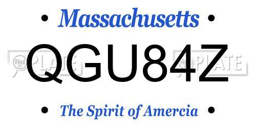 QGU84Z Massachusetts License Plate