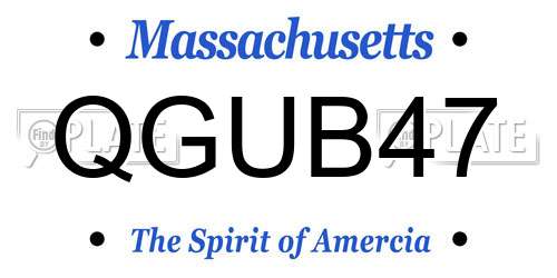 QGUB47 Massachusetts License Plate