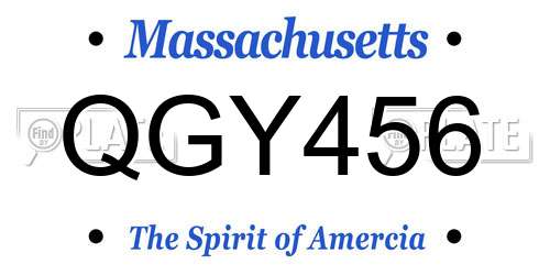 QGY456 Massachusetts License Plate