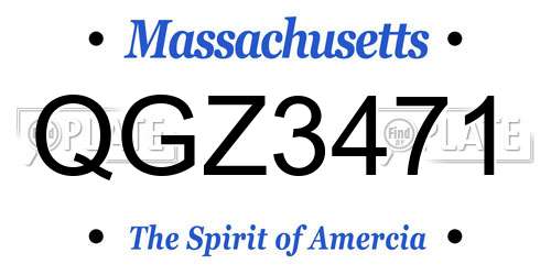 QGZ3471 Massachusetts License Plate
