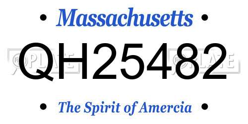 QH25482 Massachusetts License Plate