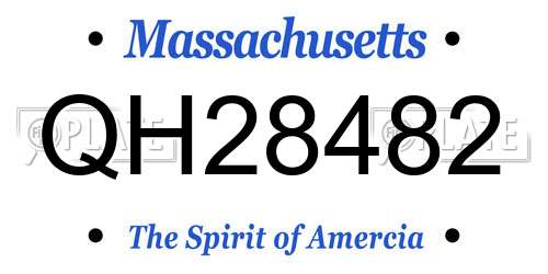 QH28482 Massachusetts License Plate