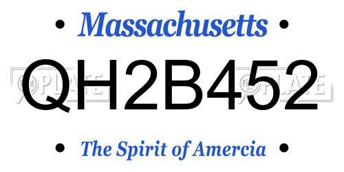 QH2B452 Massachusetts License Plate