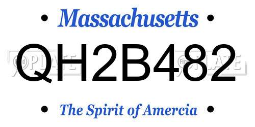 QH2B482 Massachusetts License Plate