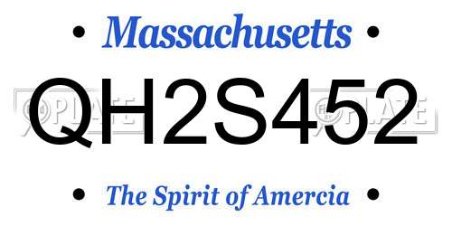 QH2S452 Massachusetts License Plate