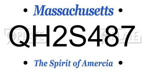 QH2S487 Massachusetts License Plate