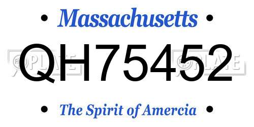 QH75452 Massachusetts License Plate