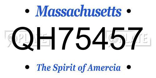 QH75457 Massachusetts License Plate