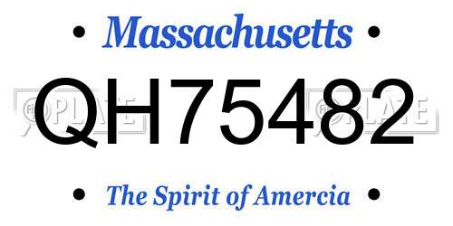 QH75482 Massachusetts License Plate