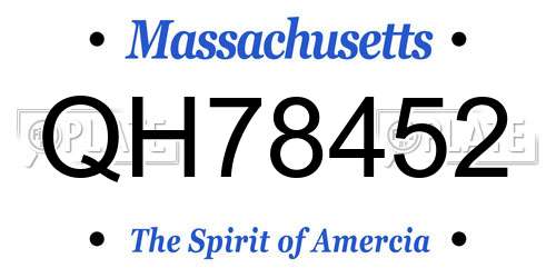 QH78452 Massachusetts License Plate
