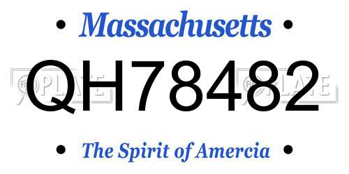 QH78482 Massachusetts License Plate