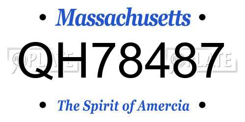 QH78487 Massachusetts License Plate