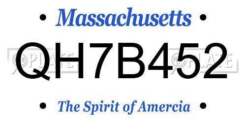 QH7B452 Massachusetts License Plate
