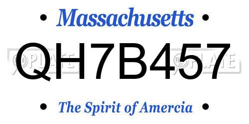 QH7B457 Massachusetts License Plate