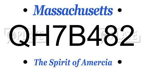 QH7B482 Massachusetts License Plate