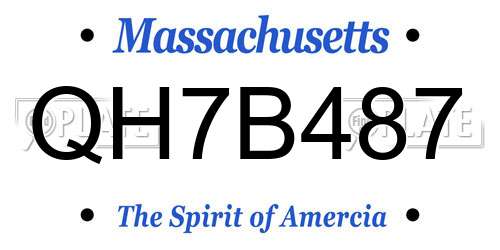 QH7B487 Massachusetts License Plate