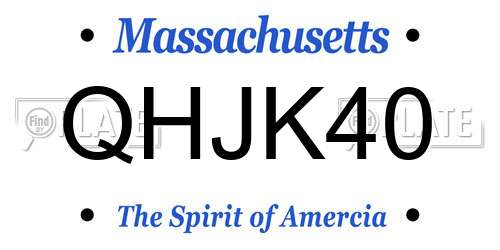 QHJK40 Massachusetts License Plate