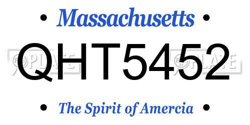 QHT5452 Massachusetts License Plate