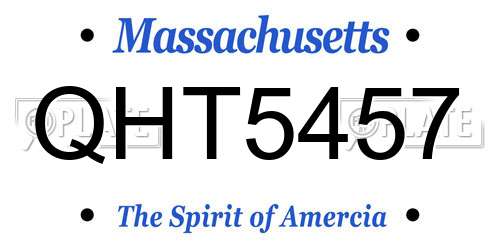 QHT5457 Massachusetts License Plate