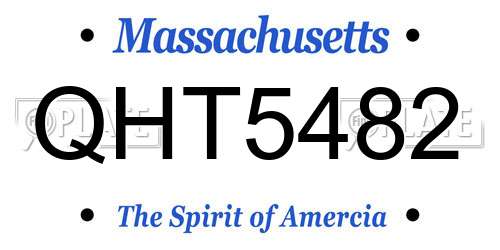 QHT5482 Massachusetts License Plate