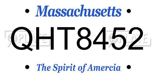 QHT8452 Massachusetts License Plate