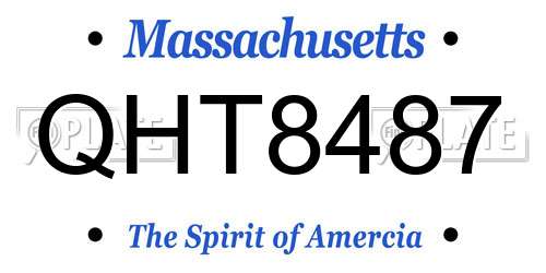 QHT8487 Massachusetts License Plate