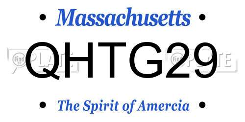 QHTG29 Massachusetts License Plate