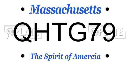 QHTG79 Massachusetts License Plate