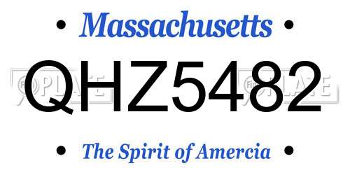 QHZ5482 Massachusetts License Plate