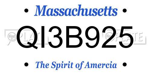 QI3B925 Massachusetts License Plate