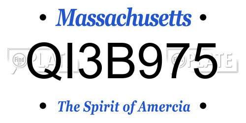 QI3B975 Massachusetts License Plate