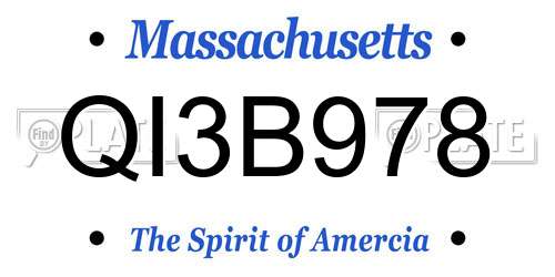 QI3B978 Massachusetts License Plate