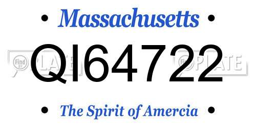 QI64722 Massachusetts License Plate
