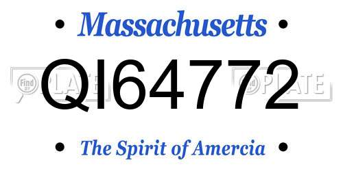 QI64772 Massachusetts License Plate