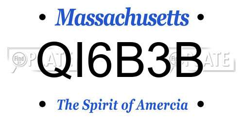 QI6B3B Massachusetts License Plate