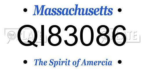 QI83086 Massachusetts License Plate